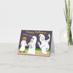 3 Ghosts Trick or Treating Halloween Night  Card