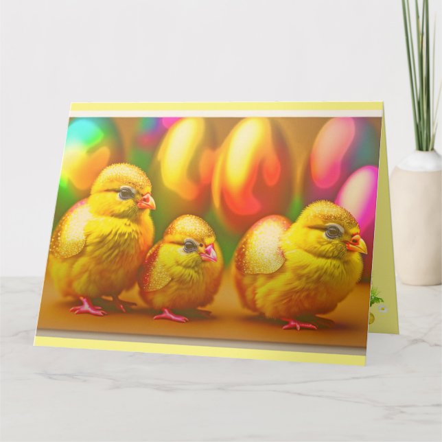 3 Gold Little Easter Chicks Collection Card (Front)