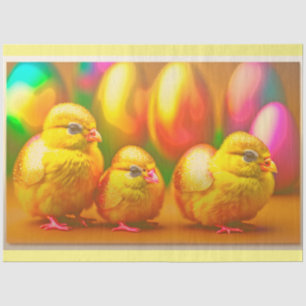 3 Gold Little Easter Chicks Collection Tissue Paper