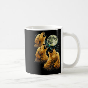 3 golden doodle dogs howling cute funny moon coffee mug