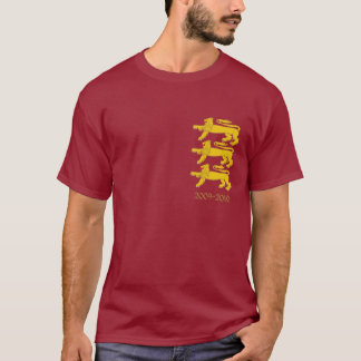 3 Golden Lions on Burgundy T-Shirt
