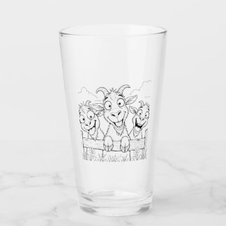 3 Goofy Goats Drinking Glass