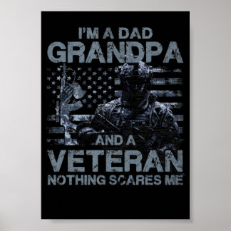 3 Grandpa Veteran Blue Navy Cerulean Grey colour Poster