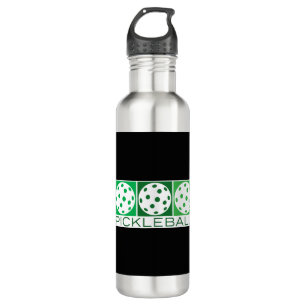 3 Green Pickleballs on white 710 Ml Water Bottle