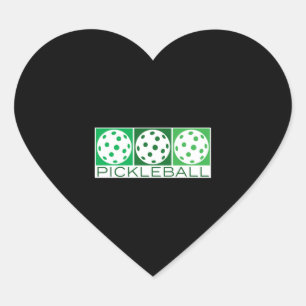 3 Green Pickleballs on white Heart Sticker