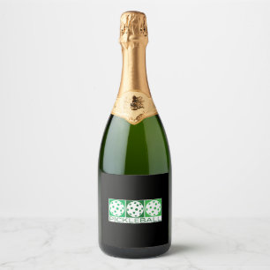 3 Green Pickleballs on white Sparkling Wine Label