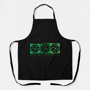 3 Green Pickleballs transparent Apron