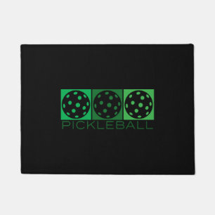 3 Green Pickleballs transparent Doormat