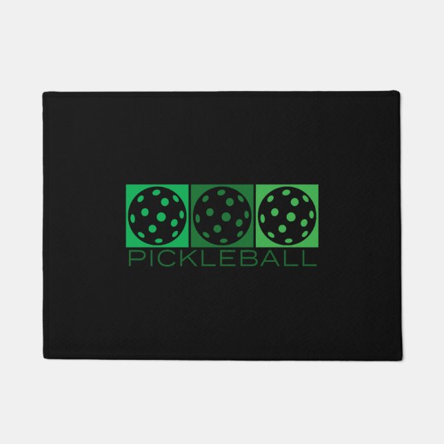 3 Green Pickleballs transparent Doormat (Front)
