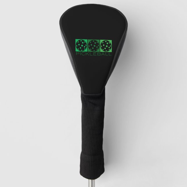 3 Green Pickleballs transparent Golf Head Cover (Front)