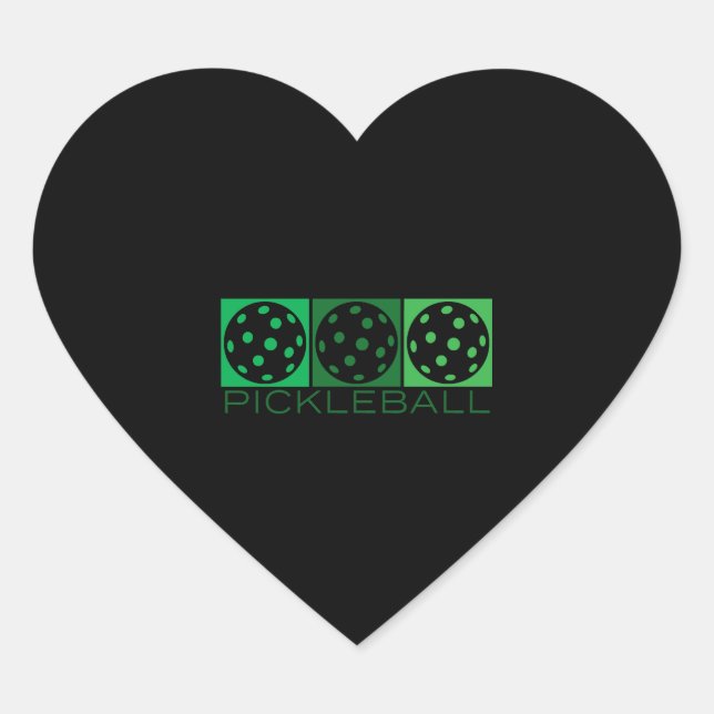 3 Green Pickleballs transparent Heart Sticker (Front)