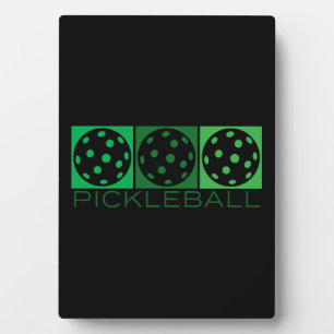 3 Green Pickleballs transparent Plaque