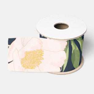 3" Grosgrain Ribbon Baby Pink Cosmos on White