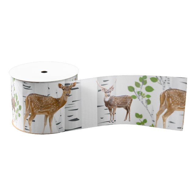 3" Grosgrain Ribbon Deer Doe Buck Woodland Hunting (Spool)