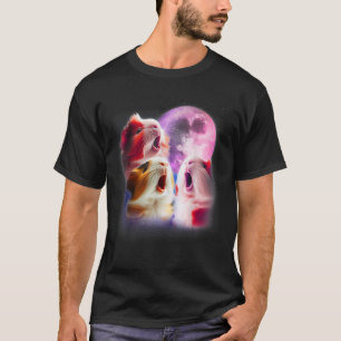 3 Guinea Pigs Howling At The Moon Funny Pet Guinea T-Shirt