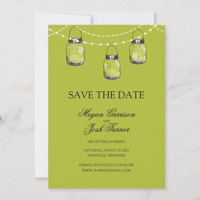 3 Hanging Mason Jars - SAVE THE DATE (Front)