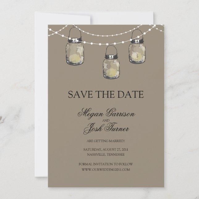 3 Hanging Mason Jars - SAVE THE DATE (Front)
