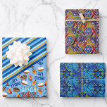 3 Hanukkah Boys' Gift Wrapping Paper Sheet<br><div class="desc">3 Pretty Happy Hanukkah Wrapping Paper Gift Wrap</div>