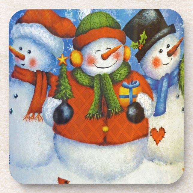 3 Happy Snowmen Coaster (Front)