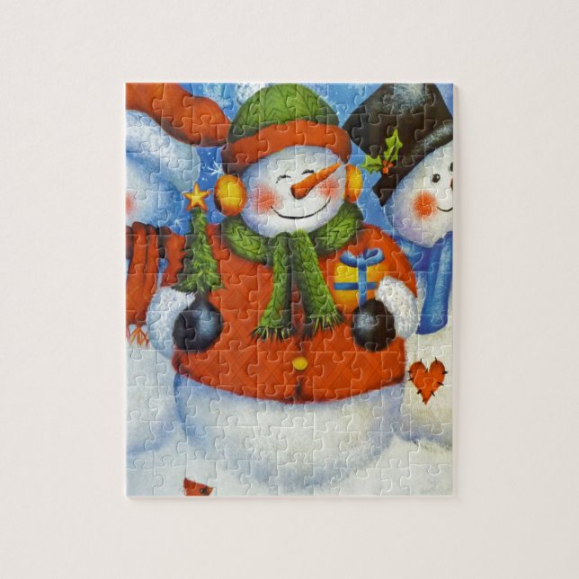 3 Happy Snowmen Jigsaw Puzzle (Vertical)