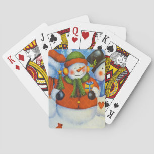 3 Happy Snowmen Playing Cards