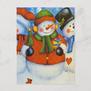 3 Happy Snowmen Postcard