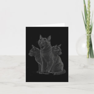 3 Headed Cat Vintage Grunge Alt 90s Halloween Goth Card