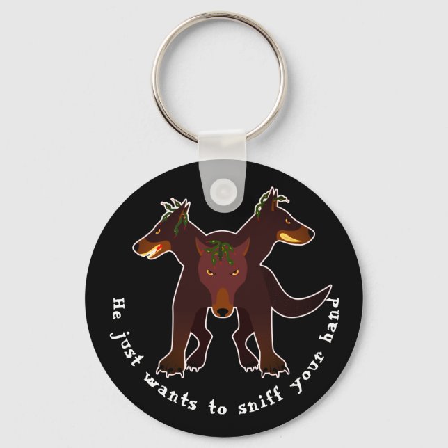 3-headed Cerberus He Just Wants To Sniff Your Hand Key Ring (Front)