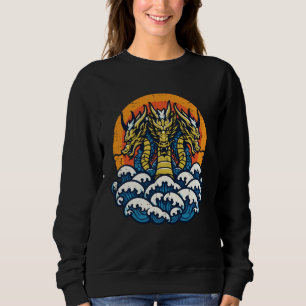 3 Headed Dragon Japanese Waves Retro Anime Men Wom Sweatshirt