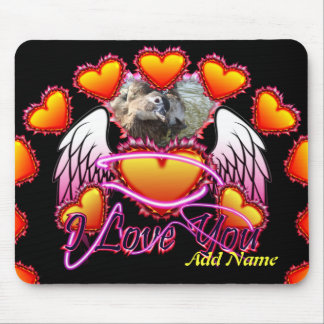 3 Hearts Angel Wings I Love You sign. Mouse Pad