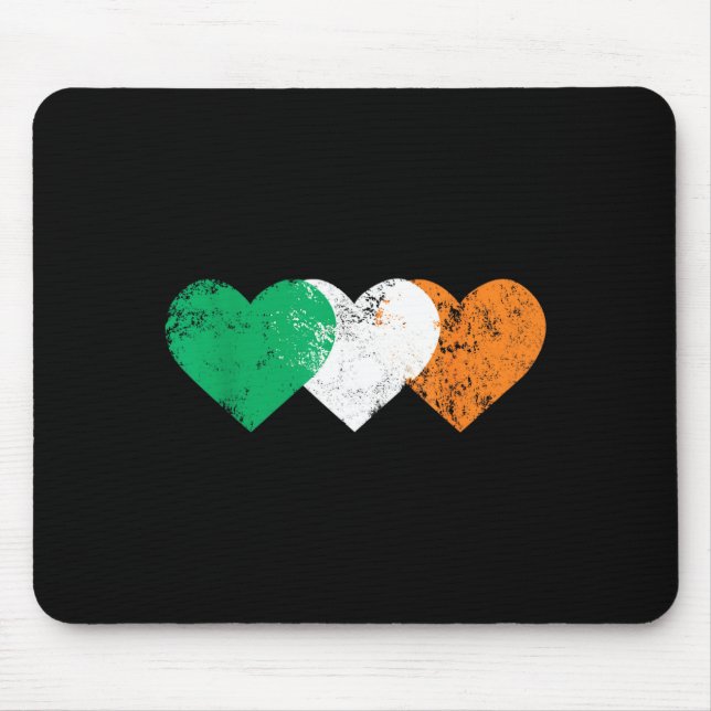 3 Hearts Ireland Flag St. Patricks Day Irish Flags Mouse Pad (Front)
