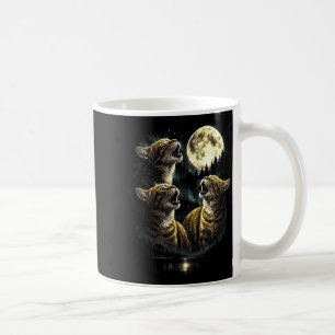 3 Howling Autumn Cat At Moon Vintage Funny 80s-90s Coffee Mug