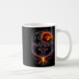 3 howling black cats lunar blood moon cosmic fores coffee mug