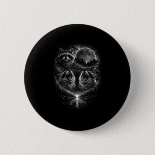 3 howling racoon mystic lunar moon eclipse cosmic 6 cm round badge