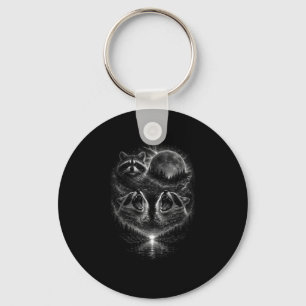 3 howling racoon mystic lunar moon eclipse cosmic key ring