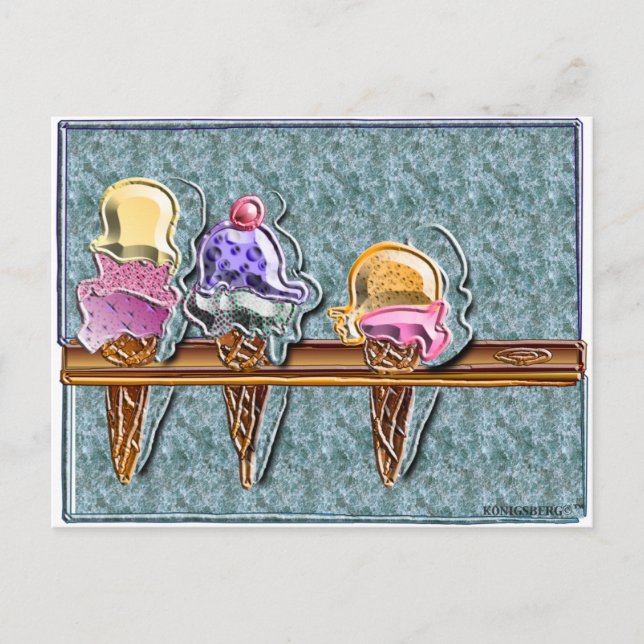 3 ice cream cones 1 postcard (Front)
