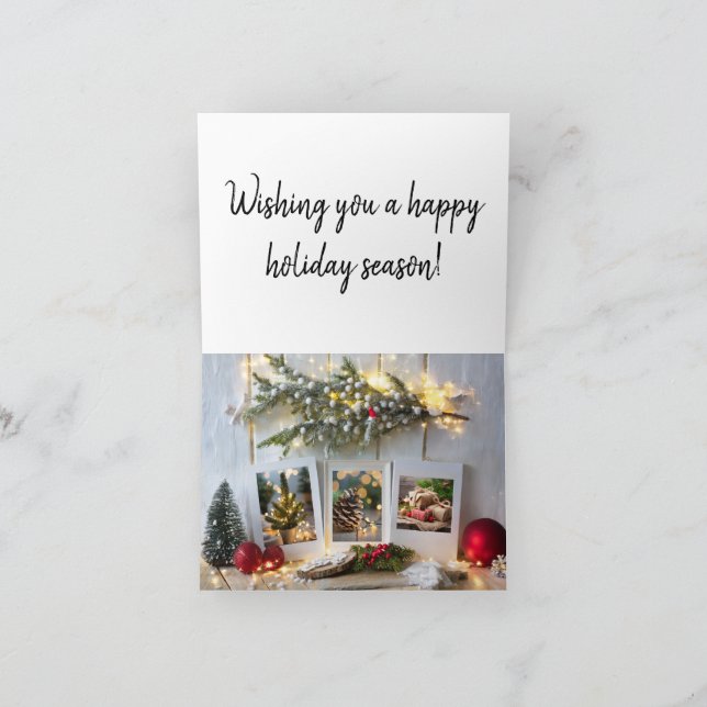 3 Image Rustic Holiday Greeting Card (Inside)