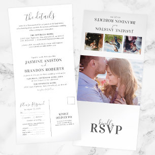 3 in 1 Elegant Photo Wedding Tri-Fold Invitation
