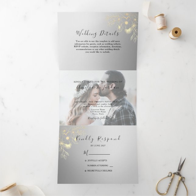 3 in 1 Photo Wedding Tri-Fold Invitation (Inside)