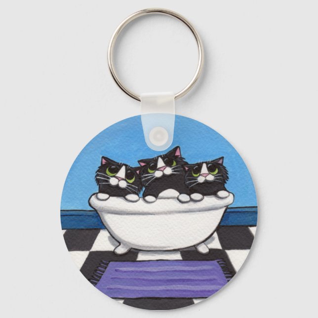 3 in the Tub - Cat Keychain (Front)