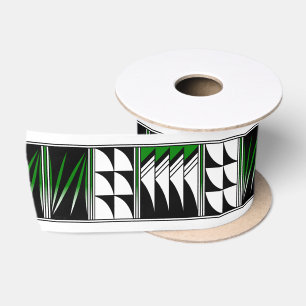 3 Inch Blessed Feathers in Green Satin Ribbon