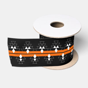 3 Inch Native Woven Stories - Orange -   Satin Ribbon
