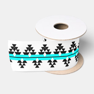 3 Inch Native Woven Stories - Turquoise - Satin Ribbon