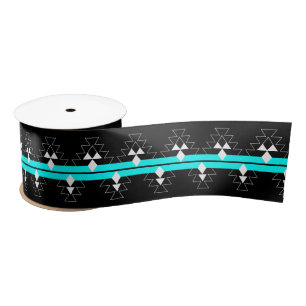 3 Inch Native Woven Stories - Turquoise - Satin Ribbon