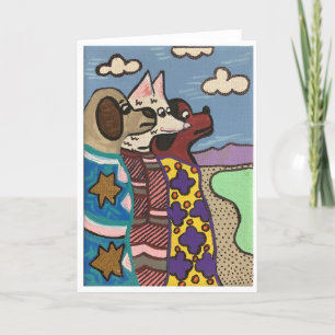 3 Indian Blanket Dogs, Salt Lake,  Holiday Card