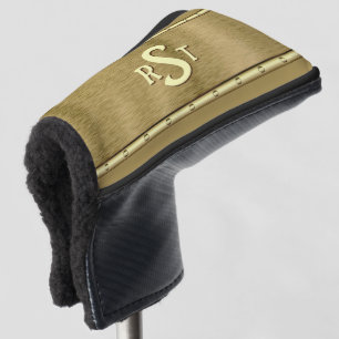3 Initial Letter Monogram Brushed Brown Tan Cream Golf Head Cover