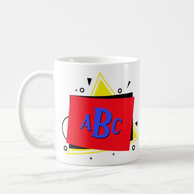 3 Initial Letter Monogram Geometric Colour Layers Coffee Mug (Left)