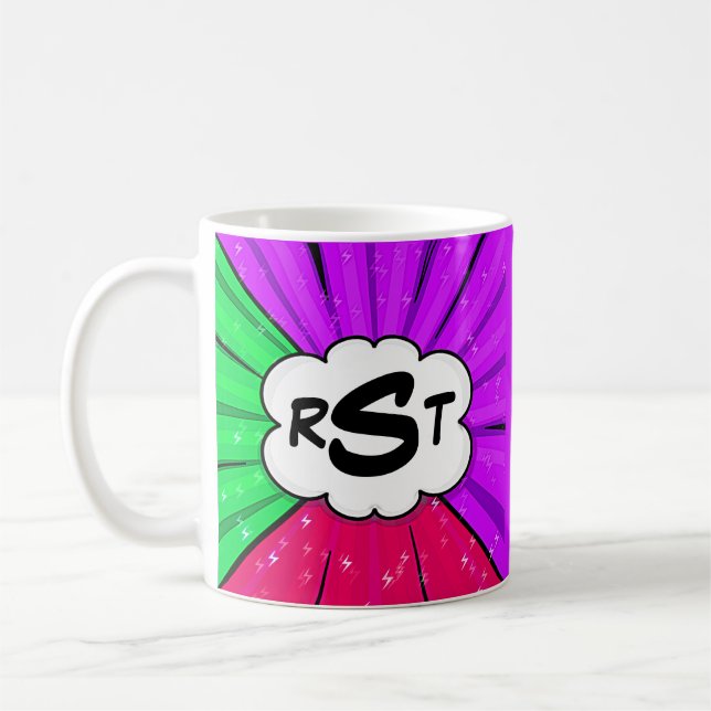 3 Initial Letter Monogram Pop Art Cloud Coffee Mug (Left)