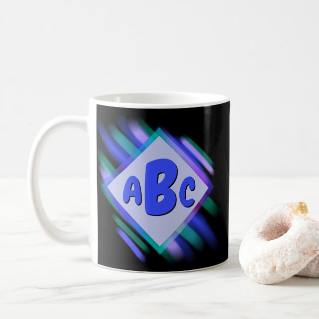 3 Initial Letter Monogram Soft Paint Strokes Coffee Mug (With Donut)