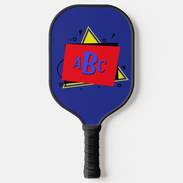 3 Initial Letters Monogram Geometric Colour Layers Pickleball Paddle (Front)
